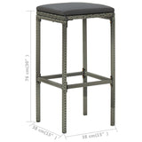 4 Piece Garden Bar Set with Cushions Grey - Extra Image
