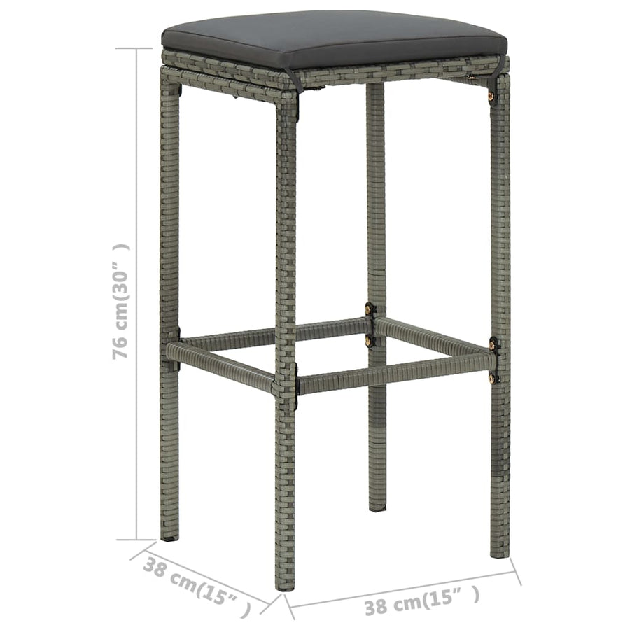 4 Piece Garden Bar Set with Cushions Grey