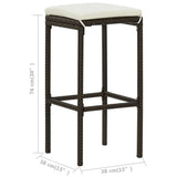 5 Piece Garden Bar Set with Cushions Brown - Extra Image