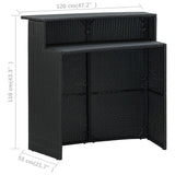 5 Piece Garden Bar Set with Cushions Black - Low Angle