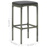 5 Piece Garden Bar Set with Cushions Grey - Extra Image