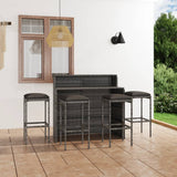 5 Piece Garden Bar Set with Cushions Grey