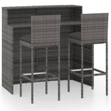 3 Piece Garden Bar Set with Cushions Grey - Front View