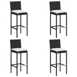 5 Piece Garden Bar Set with Cushions Black - Side View