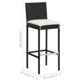 5 Piece Garden Bar Set with Cushions Black - Extra Image