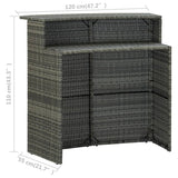 5 Piece Garden Bar Set with Cushions Grey - Low Angle