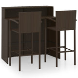 3 Piece Garden Bar Set Brown - Front View