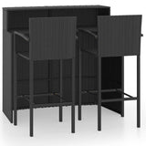3 Piece Garden Bar Set Black - Front View