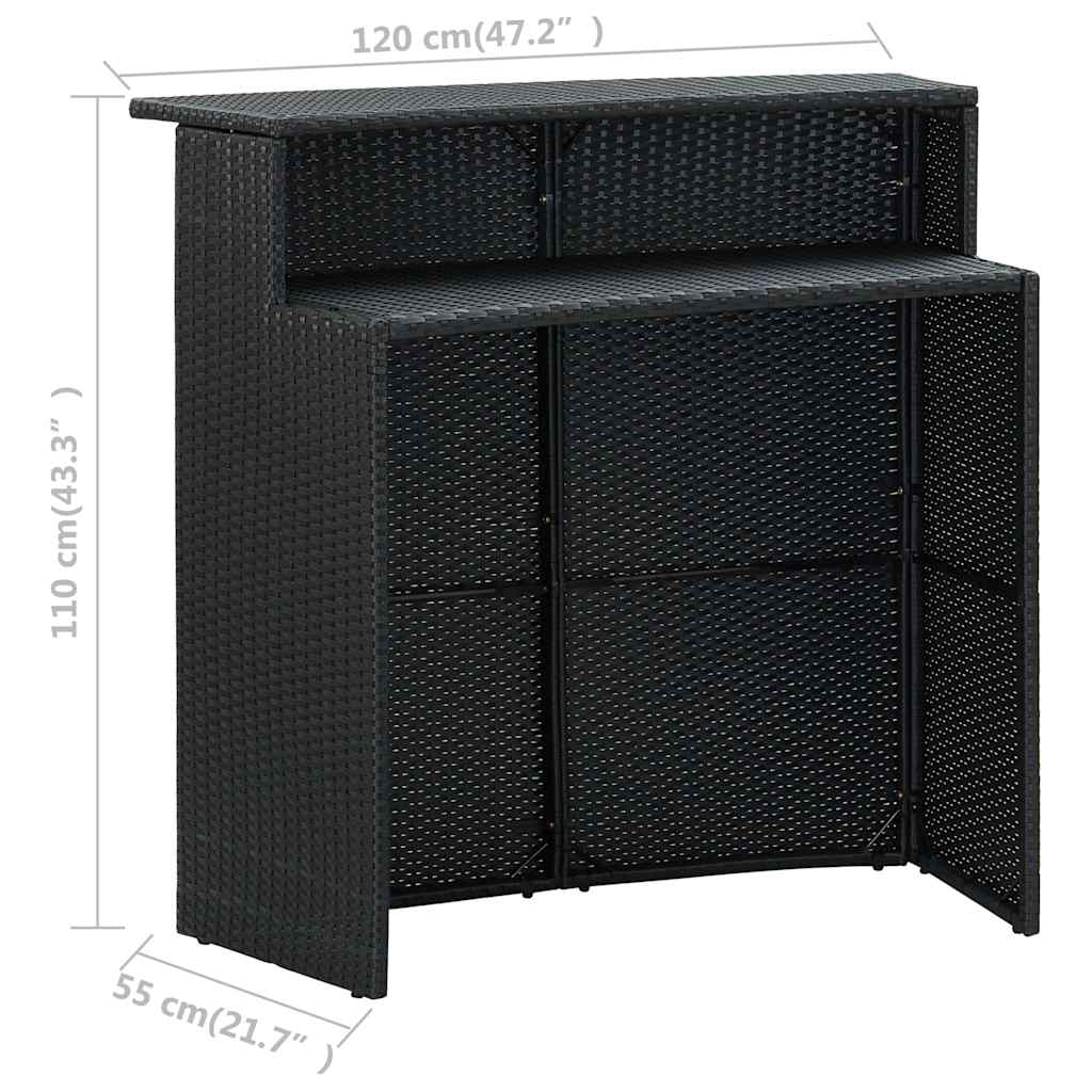 3 Piece Garden Bar Set Black