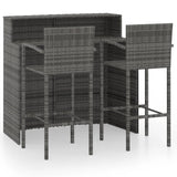 3 Piece Garden Bar Set Grey - Front View