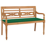 Batavia Bench with Green Cushion 120 cm Solid Teak Wood
