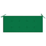 Batavia Bench with Green Cushion 120 cm Solid Teak Wood - Rear View