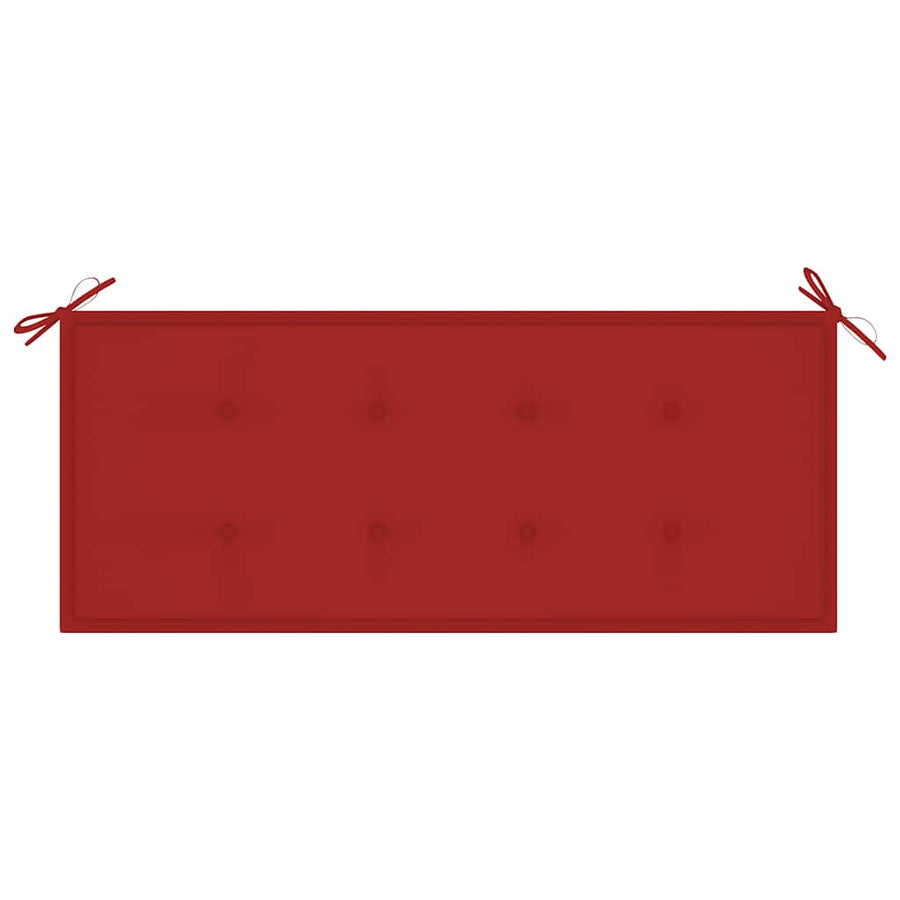 Batavia Bench with Red Cushion 120 cm Solid Teak Wood