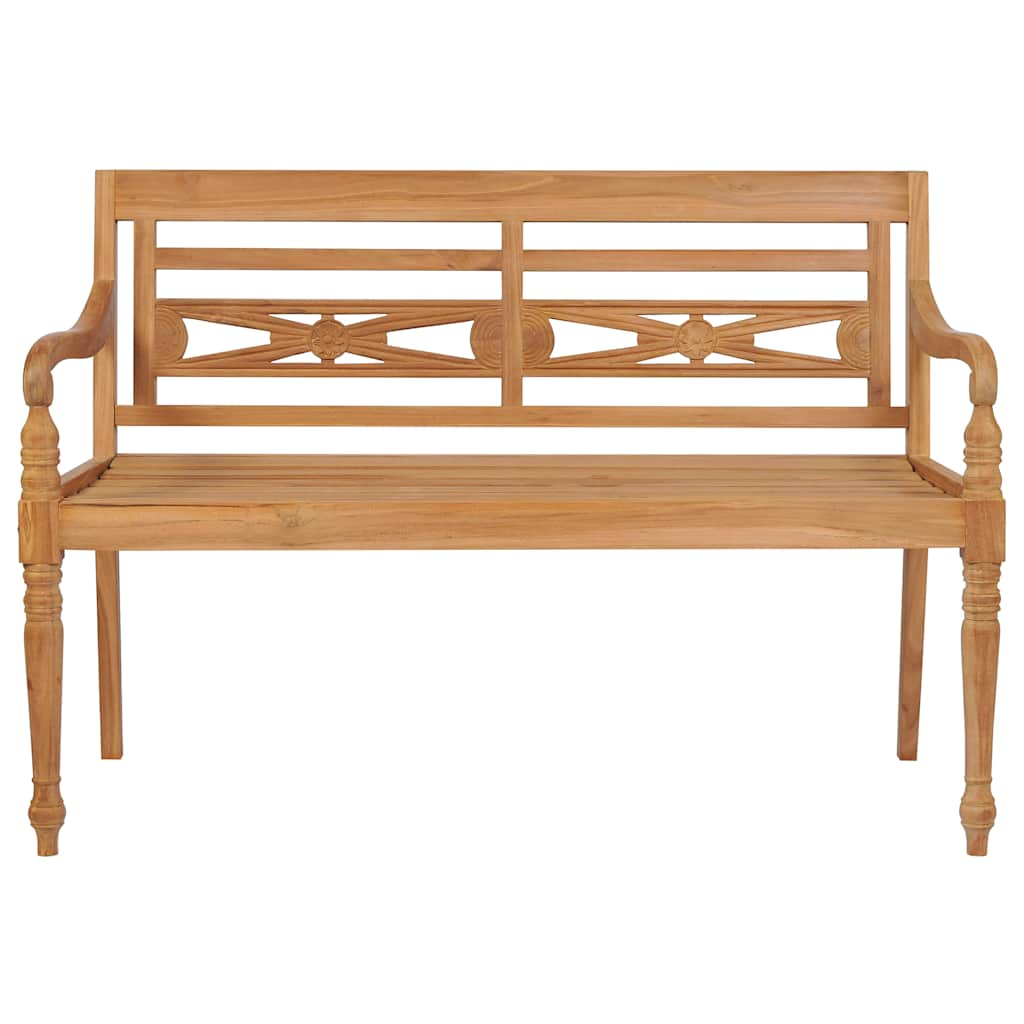 Batavia Bench with Black Cushion 120 cm Solid Teak Wood