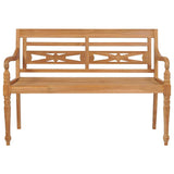 Batavia Bench with Taupe Cushion 120 cm Solid Teak Wood - Side View