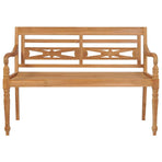Batavia Bench with Light Blue Cushion 120 cm Solid Teak Wood