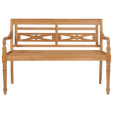 Batavia Bench with Light Blue Cushion 120 cm Solid Teak Wood - Side View