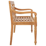 Batavia Bench with Light Blue Cushion 120 cm Solid Teak Wood