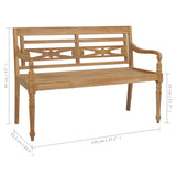 Batavia Bench with Black Cushion 120 cm Solid Teak Wood - Extra Image