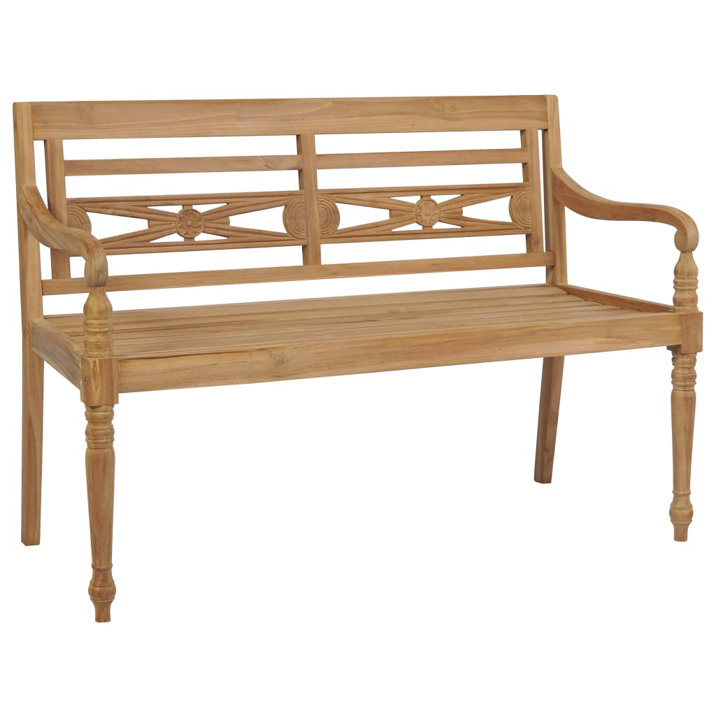 Batavia Bench with Wine Red Cushion 120 cm Solid Teak Wood