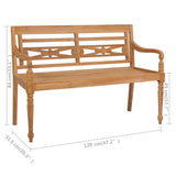 Batavia Bench with Wine Red Cushion 120 cm Solid Teak Wood - Extra Image