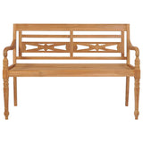 Batavia Bench with Wine Red Cushion 120 cm Solid Teak Wood