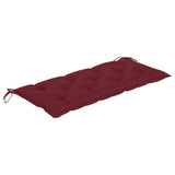 Batavia Bench with Wine Red Cushion 120 cm Solid Teak Wood - Rear View