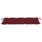 Batavia Bench with Wine Red Cushion 120 cm Solid Teak Wood - Close-Up Angle