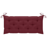 Batavia Bench with Wine Red Cushion 120 cm Solid Teak Wood