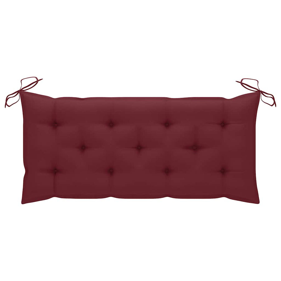 Batavia Bench with Wine Red Cushion 120 cm Solid Teak Wood