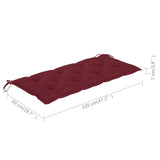 Batavia Bench with Wine Red Cushion 120 cm Solid Teak Wood - Extra Image