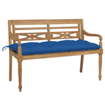 Batavia Bench with Blue Cushion 120 cm Solid Teak Wood