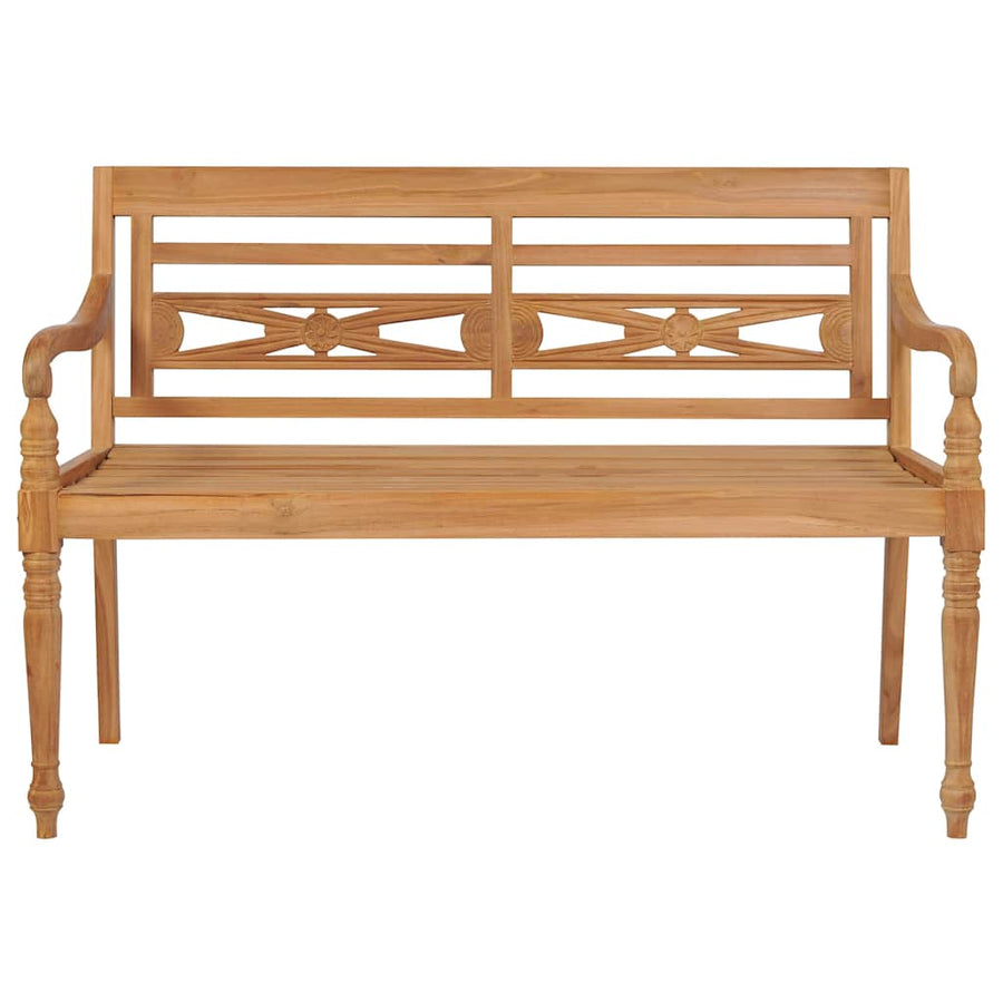 Batavia Bench with Blue Cushion 120 cm Solid Teak Wood