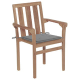 Garden Chairs 2 pcs with Grey Cushions Solid Teak Wood