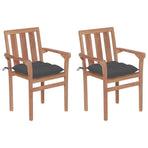 Garden Chairs 2 pcs with Anthracite Cushions Solid Teak Wood