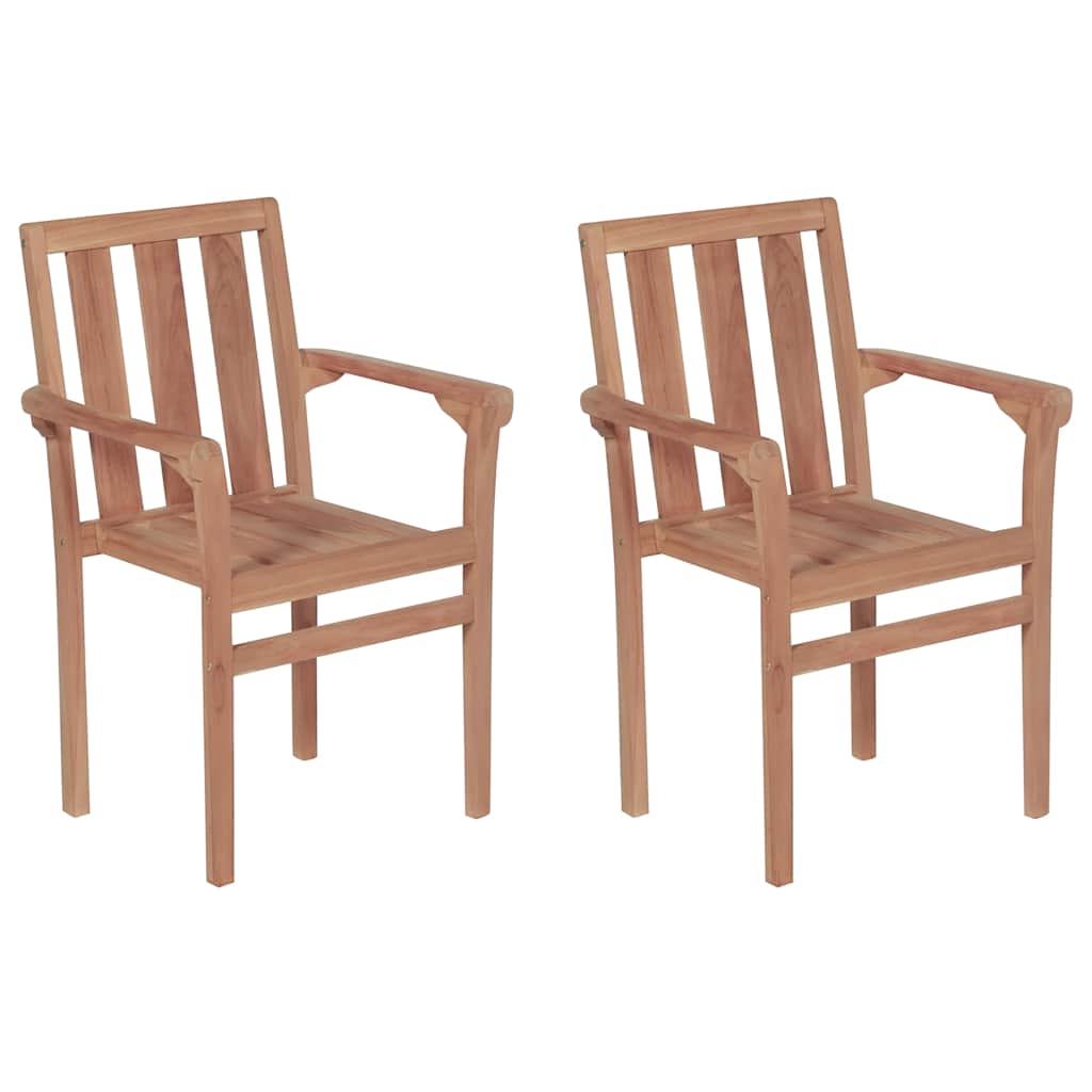 Garden Chairs 2 pcs with Grey Cushions Solid Teak Wood