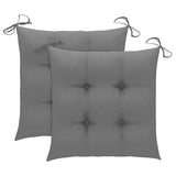 Garden Chairs 2 pcs with Grey Cushions Solid Teak Wood - Close-Up Angle