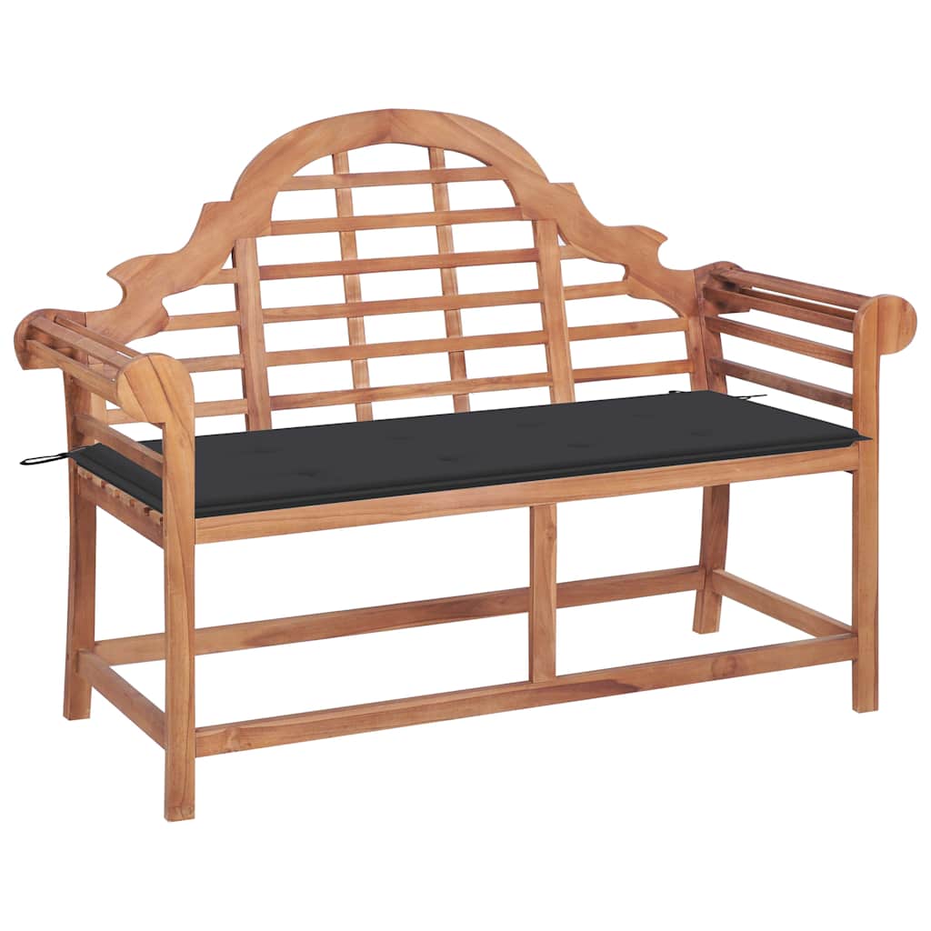 Garden Bench with Anthracite Cushion 120 cm Solid Teak Wood