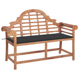 Garden Bench with Anthracite Cushion 120 cm Solid Teak Wood