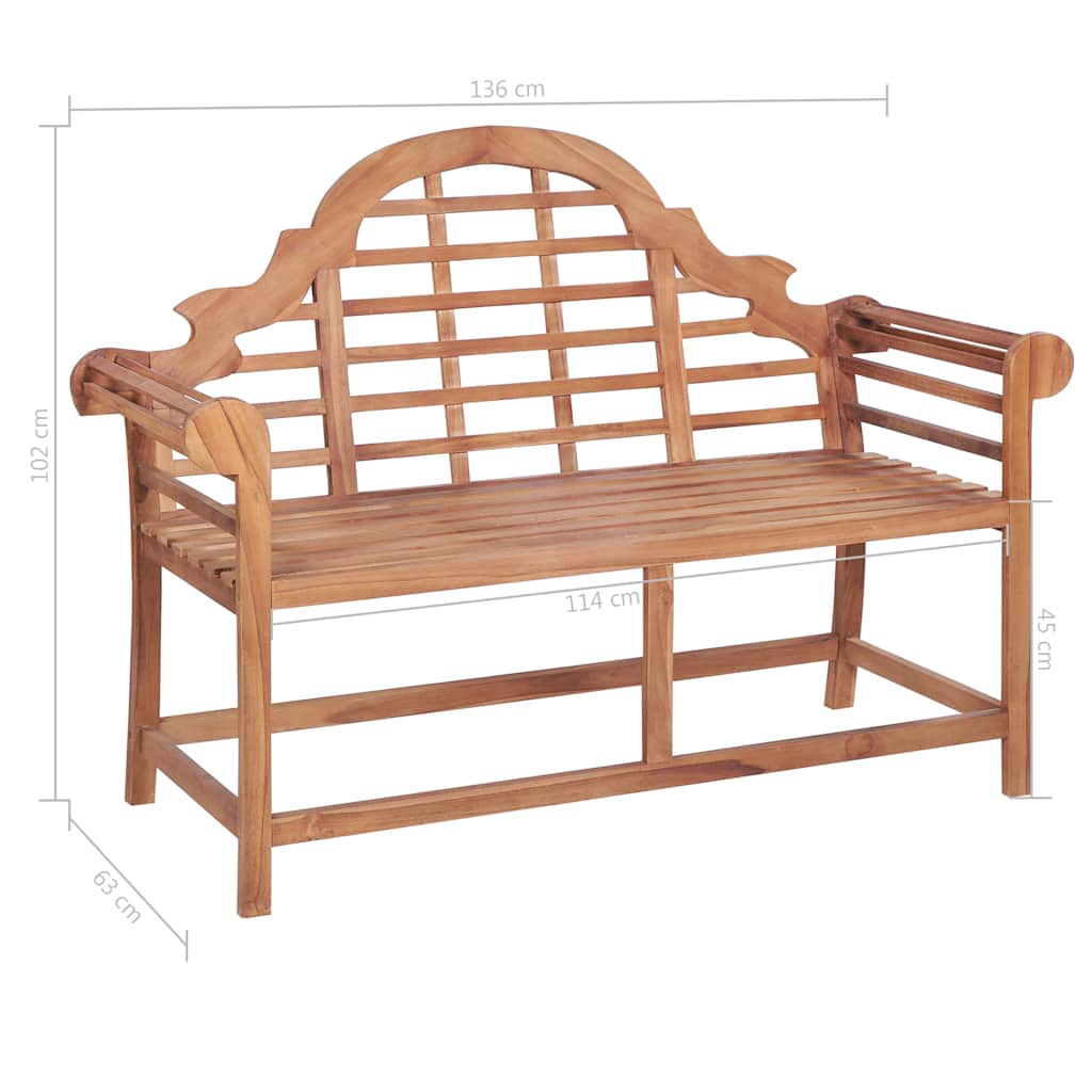Garden Bench with Anthracite Cushion 120 cm Solid Teak Wood