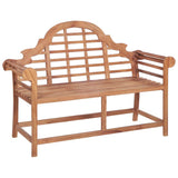 Garden Bench with Grey Cushion 120 cm Solid Teak Wood - Front View