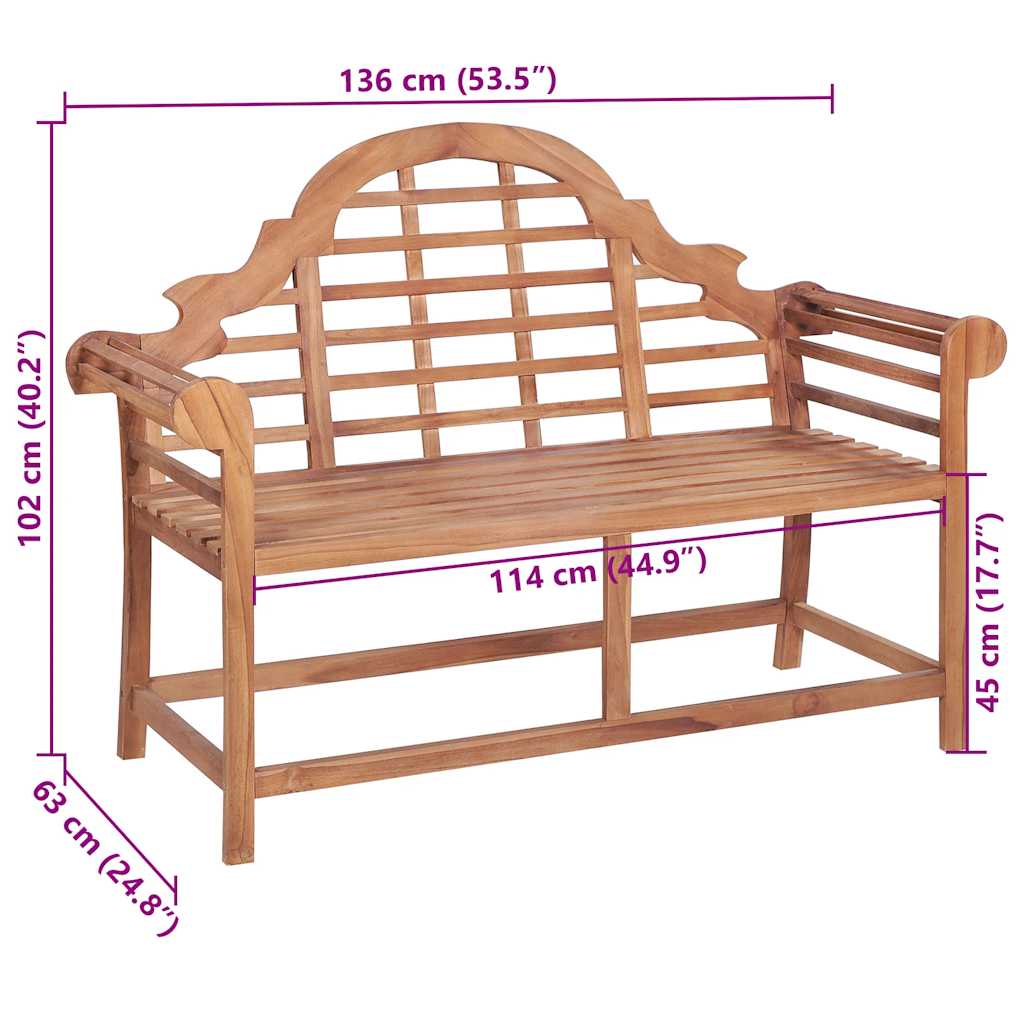 Garden Bench with Grey Cushion 120 cm Solid Teak Wood