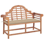 Garden Bench with Beige Cushion 120 cm Solid Teak Wood