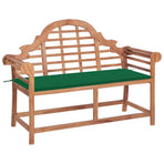 Garden Bench with Green Cushion 120 cm Solid Teak Wood