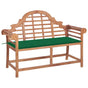 Garden Bench with Green Cushion 120 cm Solid Teak Wood