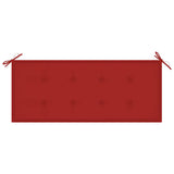 Garden Bench with Red Cushion 120 cm Solid Teak Wood - Rear View