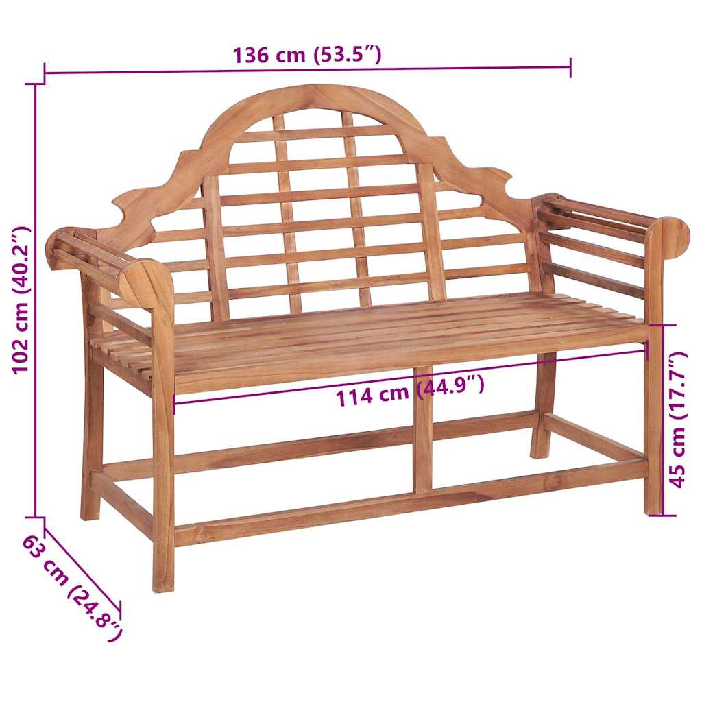 Garden Bench with Red Cushion 120 cm Solid Teak Wood