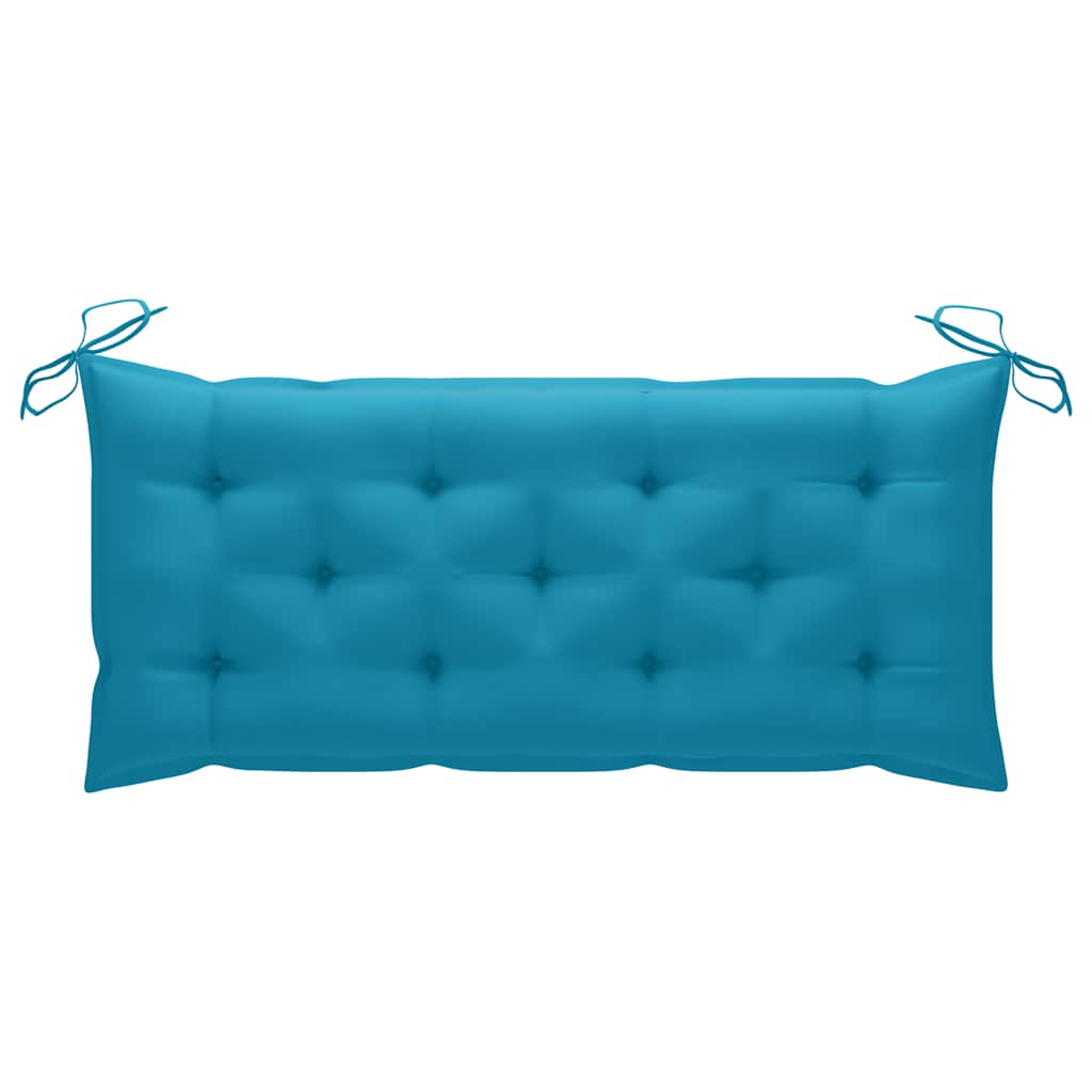 Garden Bench with Light Blue Cushion 120 cm Solid Teak Wood