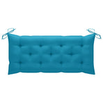 Garden Bench with Light Blue Cushion 120 cm Solid Teak Wood