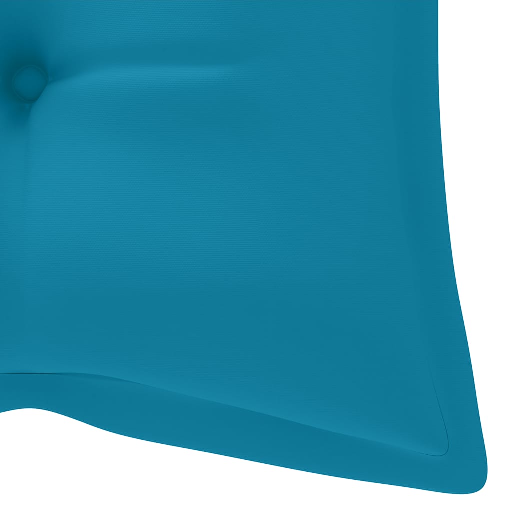 Garden Bench with Light Blue Cushion 120 cm Solid Teak Wood